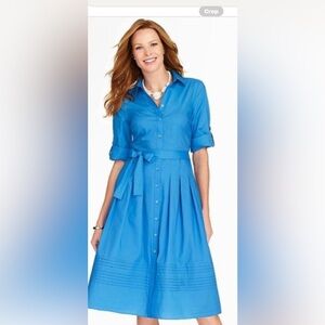 Talbots Blue, Cotton Shirt Waist Dress Size 6